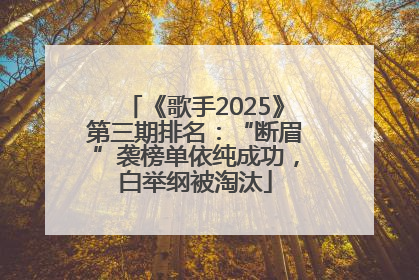 《歌手2025》第三期排名：“断眉”袭榜单依纯成功，白举纲被淘汰
