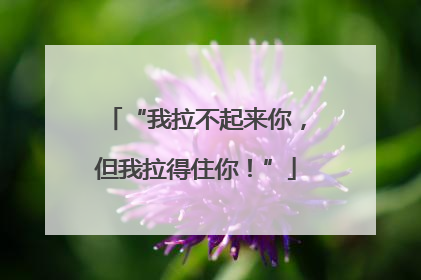 “我拉不起来你，但我拉得住你！”
