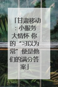 甘肃移动：小服务 大情怀 你的“习以为常”便是他们的满分答案