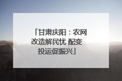 甘肃庆阳：农网改造解民忧 配变投运促振兴