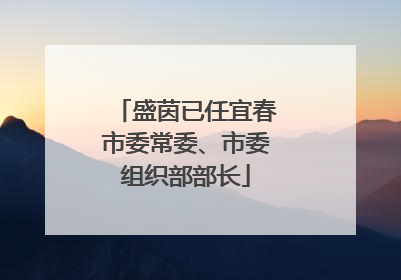 盛茵已任宜春市委常委、市委组织部部长