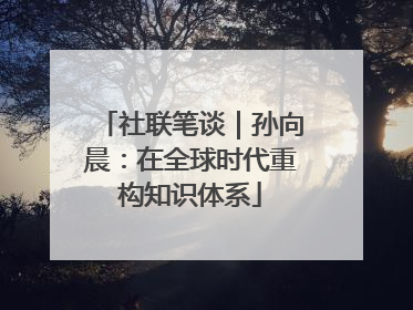 社联笔谈｜孙向晨：在全球时代重构知识体系