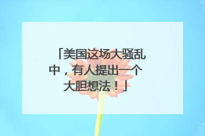 美国这场大骚乱中，有人提出一个大胆想法！