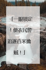 一眼锁定！便衣民警追逐百米擒贼！