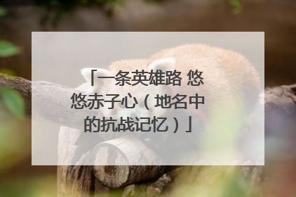 一条英雄路 悠悠赤子心（地名中的抗战记忆）