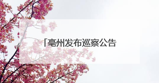 亳州发布巡察公告！涉及群众身边不正之风和腐败问题