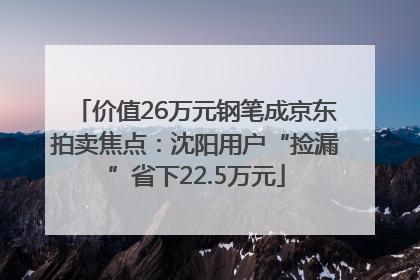 价值26万元钢笔成京东拍卖焦点：沈阳用户“捡漏”省下22.5万元