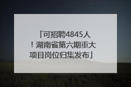 可招聘4845人！湖南省第六期重大项目岗位归集发布