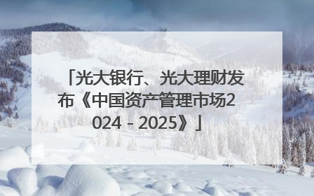 光大银行、光大理财发布《中国资产管理市场2024－2025》