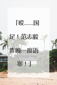 哎……国足！范志毅昨晚一度语塞！
