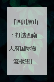 四川眉山：打造西南天府国际物流枢纽