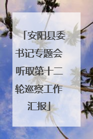 安阳县委书记专题会听取第十二轮巡察工作汇报