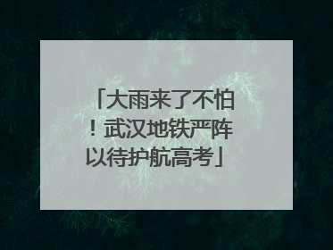 大雨来了不怕！武汉地铁严阵以待护航高考
