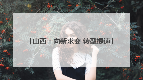 山西：向新求变 转型提速