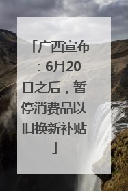 广西宣布：6月20日之后，暂停消费品以旧换新补贴