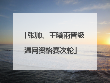 张帅、王曦雨晋级温网资格赛次轮