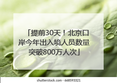 提前30天！北京口岸今年出入境人员数量突破800万人次