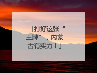 打好这张“王牌”，内蒙古有实力！