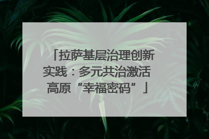 拉萨基层治理创新实践：多元共治激活高原“幸福密码”