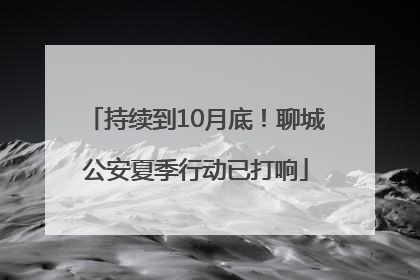 持续到10月底！聊城公安夏季行动已打响
