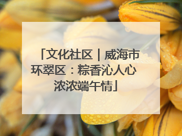 文化社区｜威海市环翠区：粽香沁人心 浓浓端午情