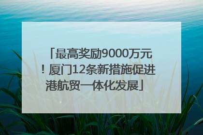 最高奖励9000万元！厦门12条新措施促进港航贸一体化发展