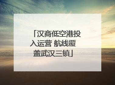 汉商低空港投入运营 航线覆盖武汉三镇