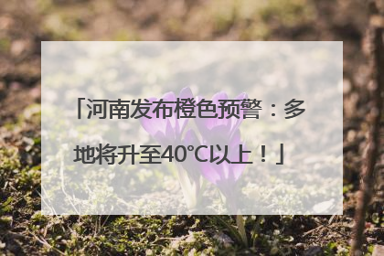 河南发布橙色预警：多地将升至40℃以上！