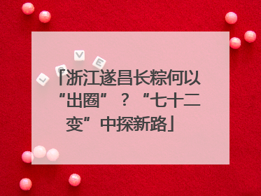 浙江遂昌长粽何以“出圈”？“七十二变”中探新路