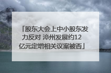 股东大会上中小股东发力反对 漳州发展约12亿元定增相关议案被否