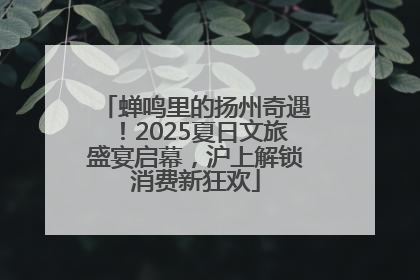蝉鸣里的扬州奇遇！2025夏日文旅盛宴启幕，沪上解锁消费新狂欢