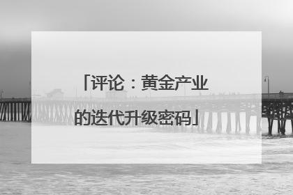 评论：黄金产业的迭代升级密码