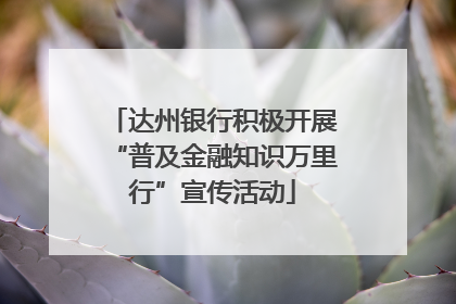 达州银行积极开展“普及金融知识万里行”宣传活动