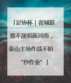 足协杯｜蓉城联赛不敌弱旅河南，泰山主场作战不妨“抄作业”