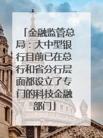 金融监管总局：大中型银行目前已在总行和省分行层面都设立了专门的科技金融部门