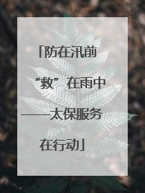 防在汛前 “救”在雨中——太保服务在行动