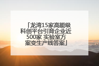 龙湾15家高能级科创平台引育企业近500家 实验室方案变生产线答案