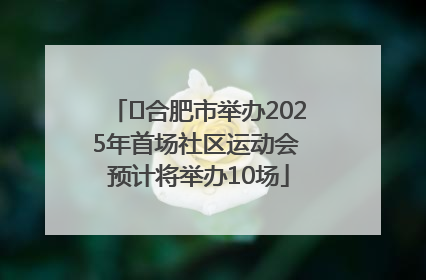 ﻿合肥市举办2025年首场社区运动会 预计将举办10场